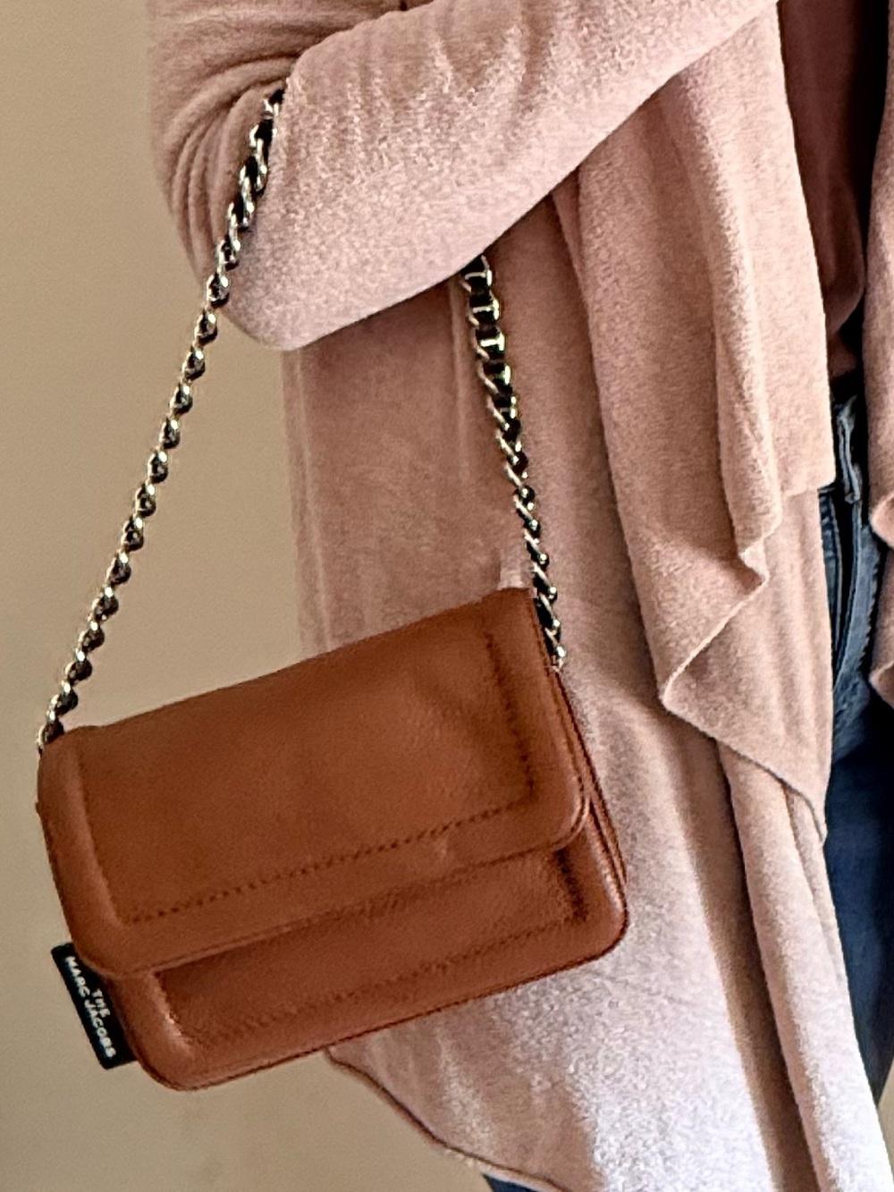 Marc Jacobs Tan Leather Chain-Strap Crossbody